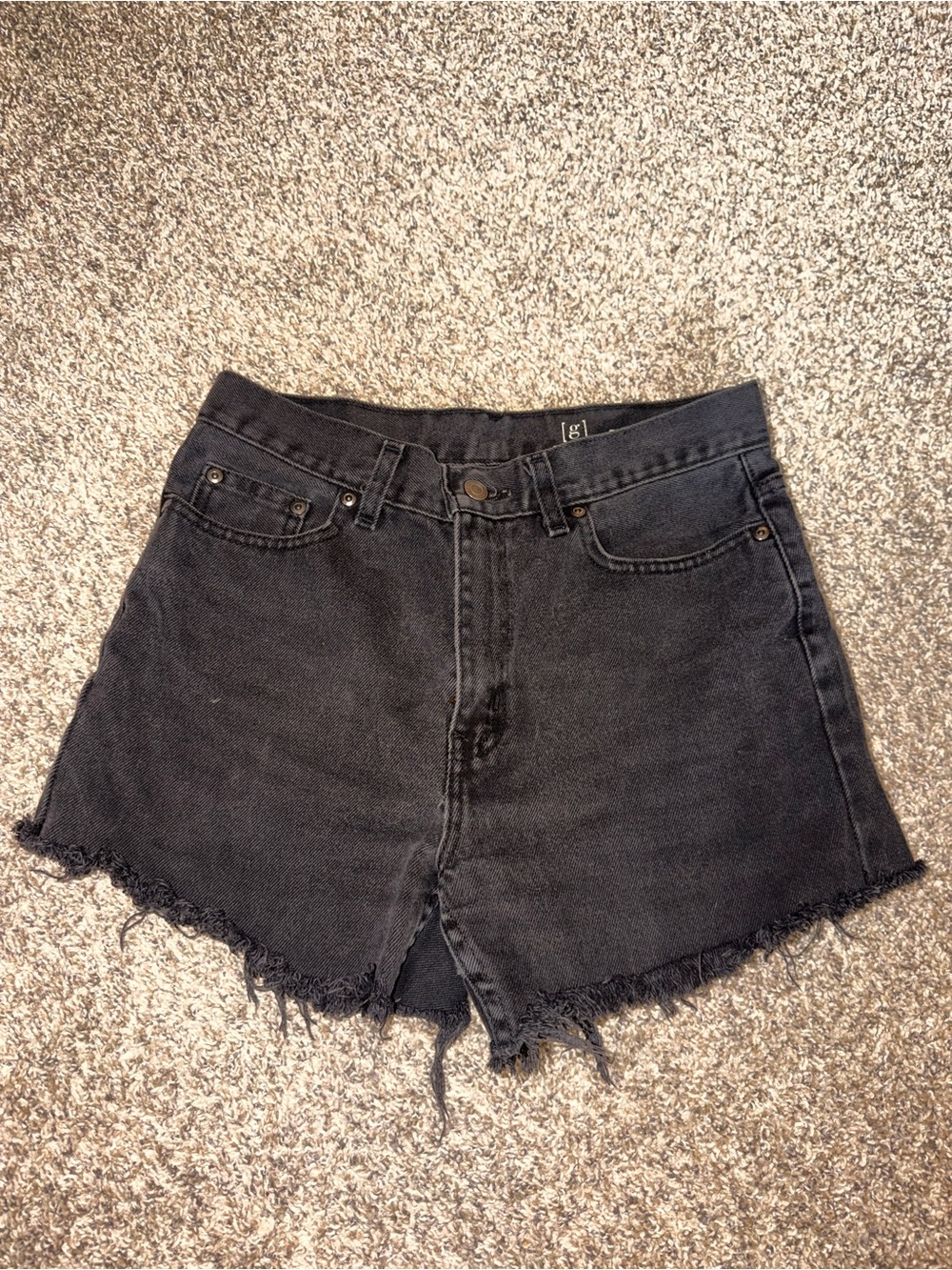 George Black High-Rise Frayed Denim Shorts